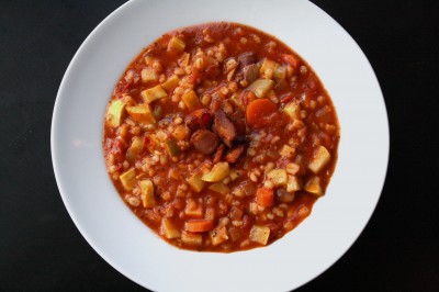 Vegetable Barley Minestrone with Bacon