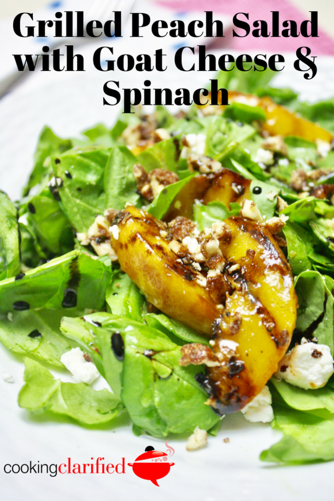 Grilled Peach Salad with Goat Cheese & Spinach