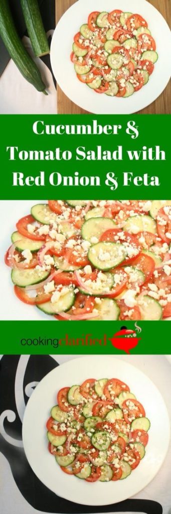 Cucumber & Tomato Salad with Red Onion & Feta is like summer on a plate to me, no matter when I eat it. It's so simple to make and is bursting with flavors. It will quickly become a favorite for your table.