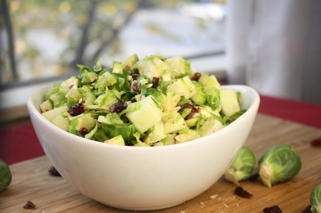 Brussel Sprout Salad with Apples & Cranberries