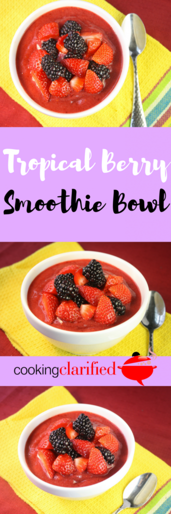 This Tropical Berry Smoothie bowl is definitely going to win Best All Around of my favorite food finds. I love that each bowl can be a totally new creation and that my smoothie bowl fills me up far more than my standard smoothie. I'm also a sucker for the contrasting textures of the smooth smoothie and the crunch of my favorite toppings. This is a snack I can feel good about!