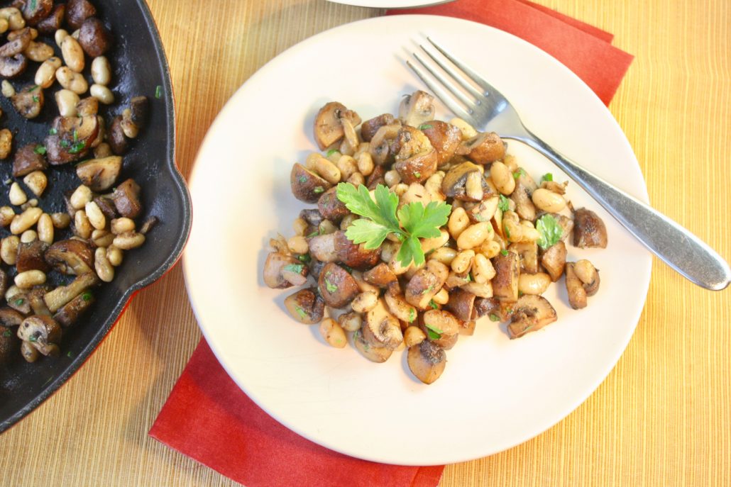 White Beans and Mushrooms on a Plate