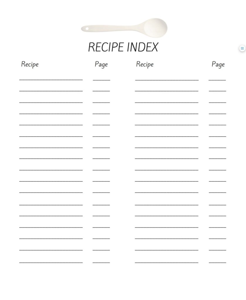 Recipe Journal Index Page