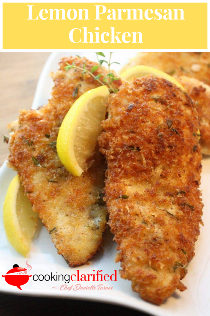 If you have boneless, skinless chicken breasts, Panko and Parmesan, you can get this Lemon Parmesan Chicken on the table in a jiffy. Season up your Panko with the cheese, a little lemon zest and a little S & P and dredge your chicken in the mix. A quick sear and you're done! I use fresh herbs when I have them on hand but you can certainly raid your spice drawer and use dried, as well.