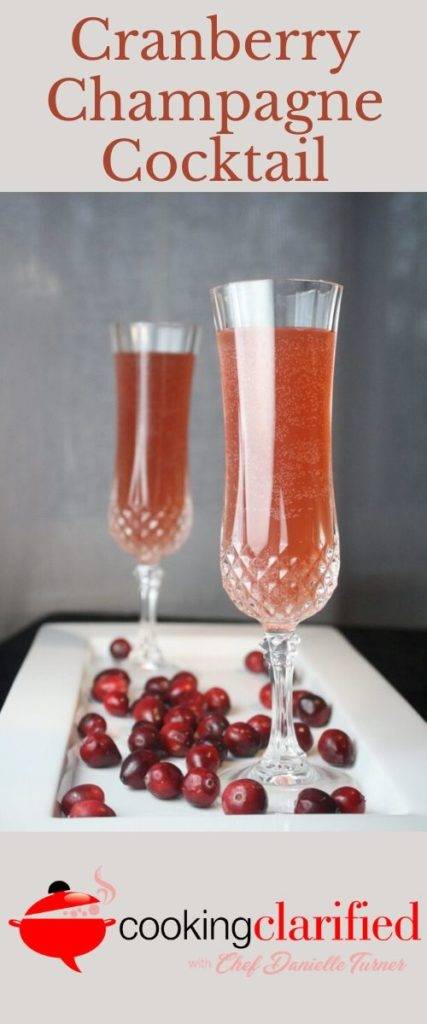 Cranberry Champagne Cocktail is the perfect cocktail to mix up for your next party. It's a fruity blend that's refreshing and not too sweet. You can make it ahead by stirring all of your ingredients together  - except the champagne. Add that just before you're ready to serve so you don't lose your bubbles.

Choose the champagne you prefer for this cocktail. If you lean toward sweeter cocktails, pour a Demi-sec. I look for Extra Dry, which is the perfect balance of sweetness for me.