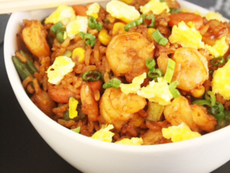 Shrimp Fried Rice in a Bowl with Chopsticks