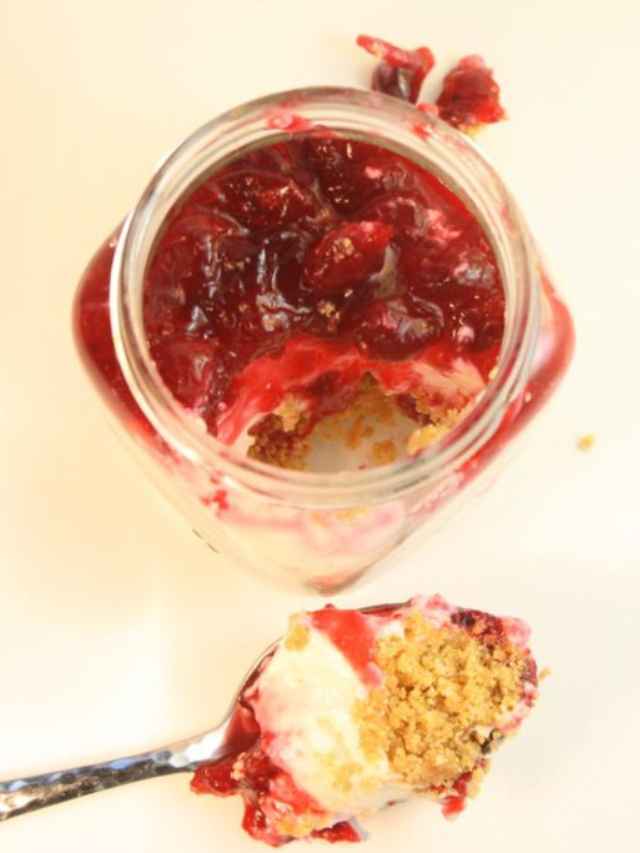 No  Bake Cranberry Cheesecake Jars Web Story Poster